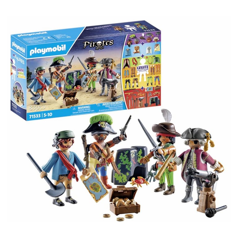 Playmobil 71533 MyFigures : Pirates Prenez Le Large et embarquez pour Une Chasse au trésor en mer Set de Plusieurs Personnages à Personnaliser Pirates Dès - vue 4
