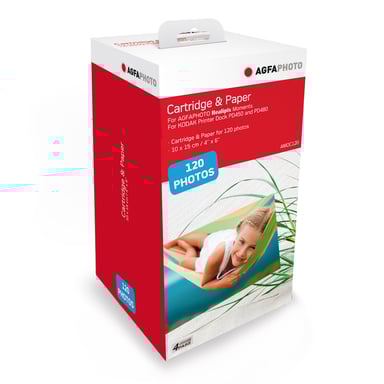 AGFA PHOTO - Cartucho y papel fotográfico 10 x 15 cm - AMOC - Compatible con AGFA PHOTO Realipix Moments y KODAK PD450, PD460, PD480 y PD450WIFI