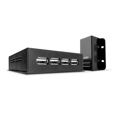 Lindy 42681 moltiplicatore di rete Ricevitore e trasmettitore di rete Nero (USB 2.0 4 PORT HUB CAT.5 EXTEND - 50M WITH POWER OVER CAT5)