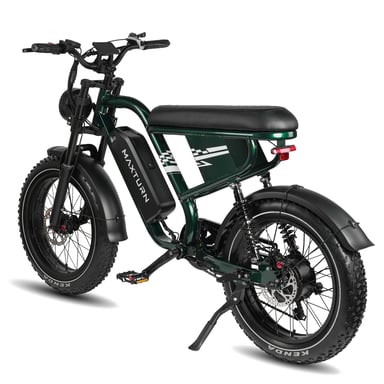 Bicicleta de montaña eléctrica MAXTURN MX10 con batería de 48 V y 13,5 Ah, Shimano de 7 velocidades - Verde