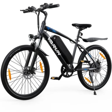 Bicicleta Eléctrico VARUN M24-1 | Velocidad Máx 25 km/h | Autonomía 50 km | Motor 250W | Batería 36V 7.8Ah | Neumáticos de 24 Pulgadas | Negro