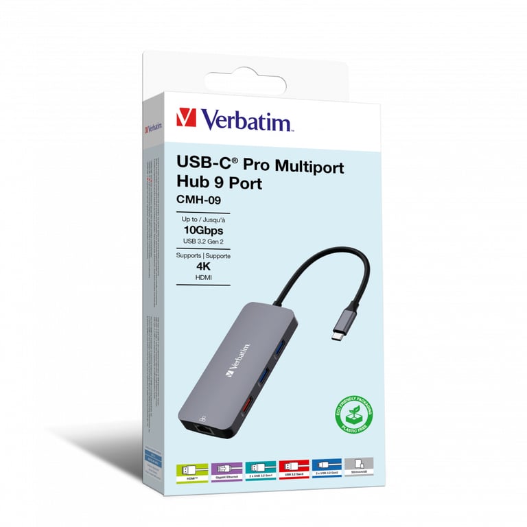 Verbatim USB C Pro Multiport Hub 9 Port CMH 09 - vue 2