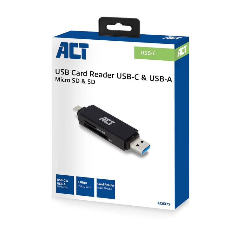 ACT AC6375 lecteur de carte mémoire USB 3.2 Gen 1 3.1 Gen 1 Neuf - vue 2