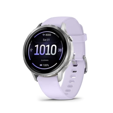 Venu 4 - Smartwatch da 41 mm, GPS integrato in acciaio e silicone - Argento e viola