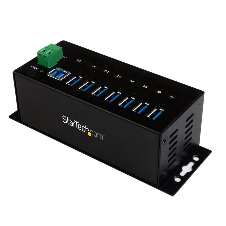 StarTech.com Hub USB 3.0 à 7 ports - 5Gbps - Hub USB-A industriel en métal avec protection ESD et protection contre les surtensions de 350W - Montage sur rail DIN, mural ou sur bureau - Hub d'extension USB conforme TAA - Neuf