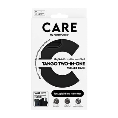 PanzerGlass CARE by ® Feature Case Tango Two-in-One Wallet w. MagSafe iPhone 16 Pro Max funda para teléfono móvil Negro
