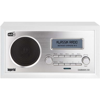 Imperial Radio DAB+ / FM con pantalla retroiluminada y función de alarma DABMAN 30 Blanco