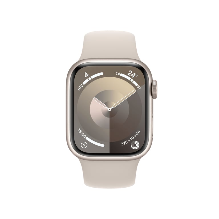 Watch Series 9 GPS, boitier en aluminium de 41 mm avec boucle en caoutchouc, Beige