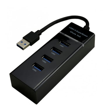 MCL 4 ports USB 3.0 hub - Black USB 3.2 Gen 1 (3.1 Gen 1) Type-A 5000 Mbit/s Negro