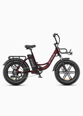Bicicleta eléctrica ENGWE L20 Boost roja 20''x4'' autonomía de 126 km, 7 velocidades Shimano, batería extraíble 48V, suspensión delantera, freno mecánico