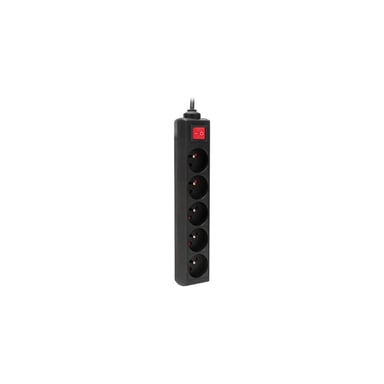 Multipresa ZENITECH 5 prese 16A 2P+T interruttore luminoso Nero cavo 1 m