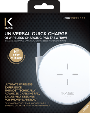 Base di ricarica wireless universale Qi (7,5W/10W), argento metallizzato