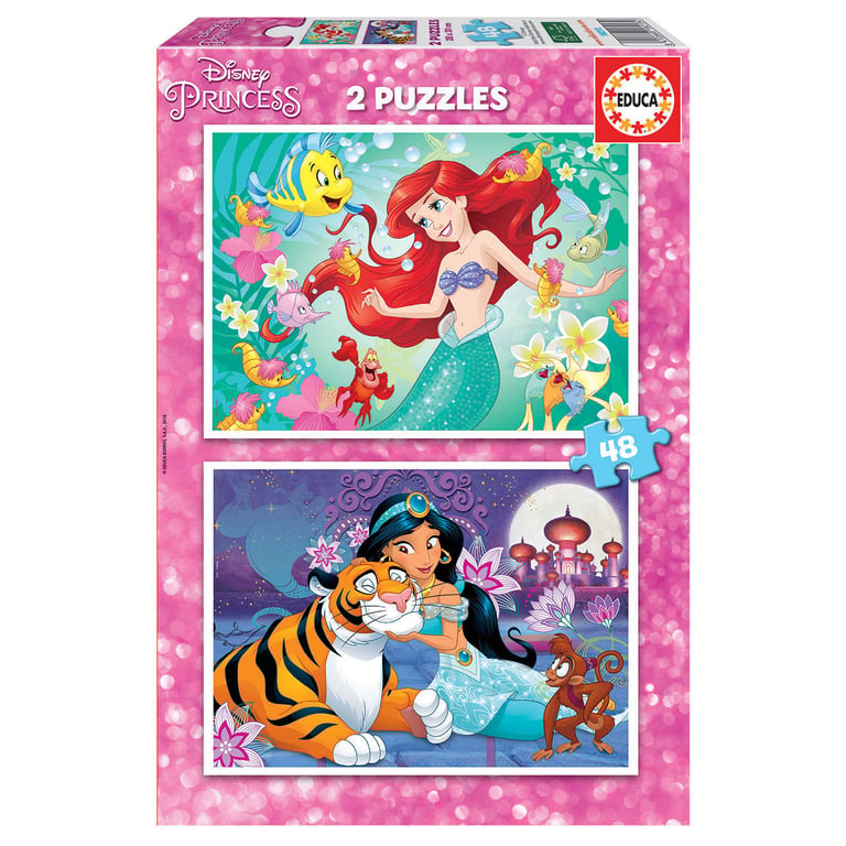 Puzzle Disney 2 x 48 pièces Aventure avec Princesse Ariel et Princesse Jasmin Neuf