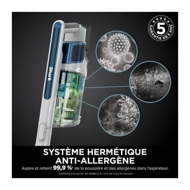 Shark IZ380EU aspiradora de pie y escoba eléctrica Aspiradora escoba Batería Secar Sin bolsa 0,7 L 181 W Metálico, Marina