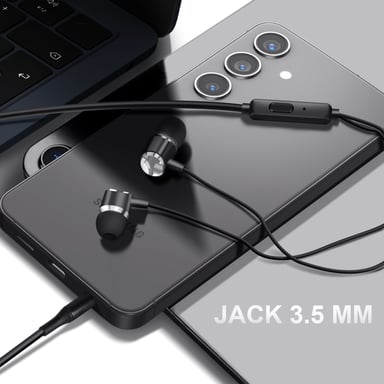 Écouteurs Jack 3.5mm Intra-auriculaires Microphone Kit Mains Libres Noir