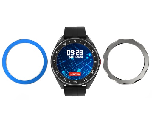 LENOVO Montre connectée à cadran rond, Noir
