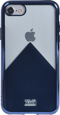 Coque souple transparente et métal bleu Colorblock pour iPhone SE (2020)/8/7/6S/