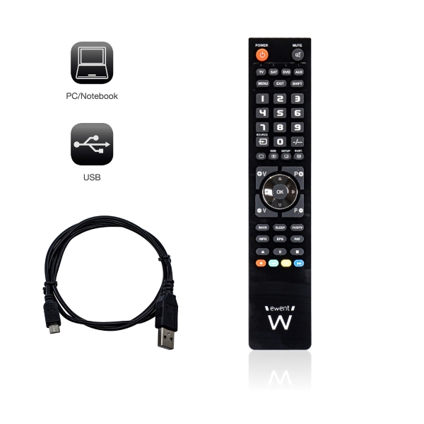 Télécommande universelle 4 en 1 Ewent Programmable avec câble micro USB et PC Neuf - vue 3