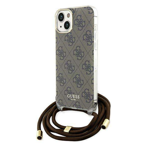 Guess Coque Crossbody Cord 4G Print avec cordon pour iPhone 15