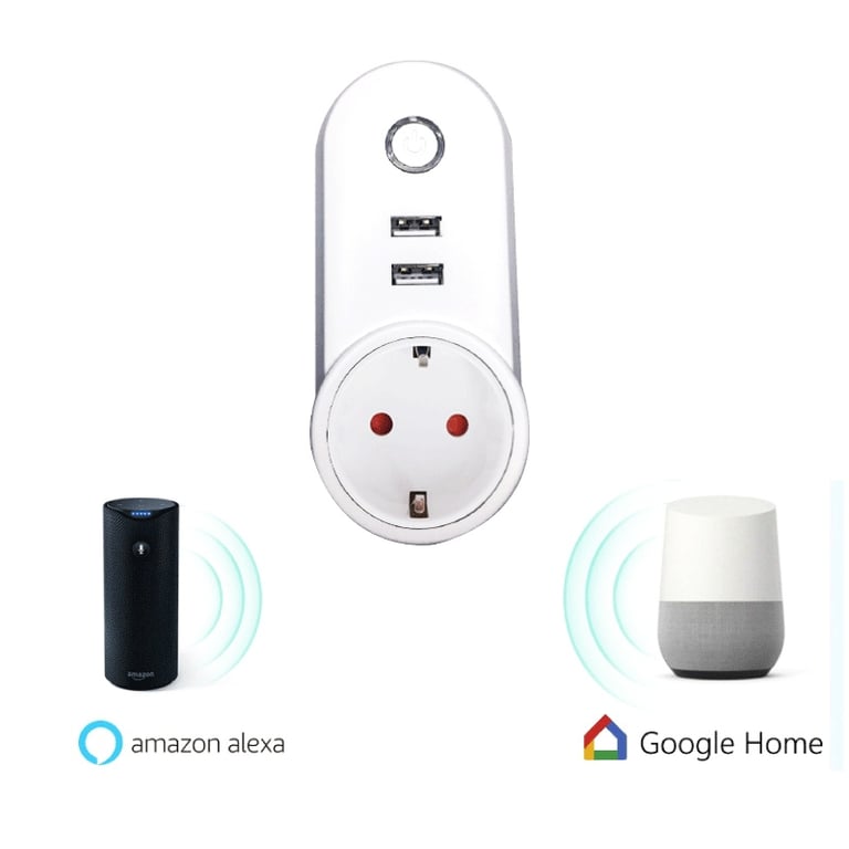 Prise Connectée Compatible Alexa Google Home 2 Ports USB Wifi Adaptée Eu  YONIS - Yonis