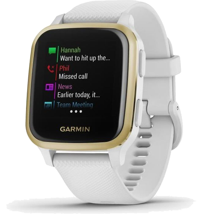 GARMIN Venu Sq - White/Light Gold - Montre GPS de sport connectée santé et bien-être