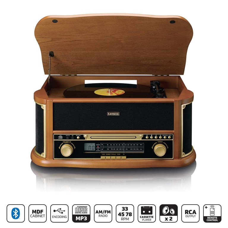 vinyle rétro en bois Lenco Classic Phono TCD 2551WD - vue 4