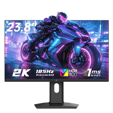 KTC Monitor Gaming 23.8 Pollici H24T7, 2K QHD 2560x1440 Pannello Fast IPS, 185Hz OC, 1ms, HDR400, FreeSync, Supporto Ergonomico Regolabile, HDMI 2.0, DP 1.4, Ideale per Videogiochi, Casa e Ufficio