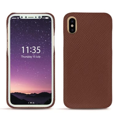 Coque cuir Apple iPhone Xs -  - Marron - Cuir saffiano