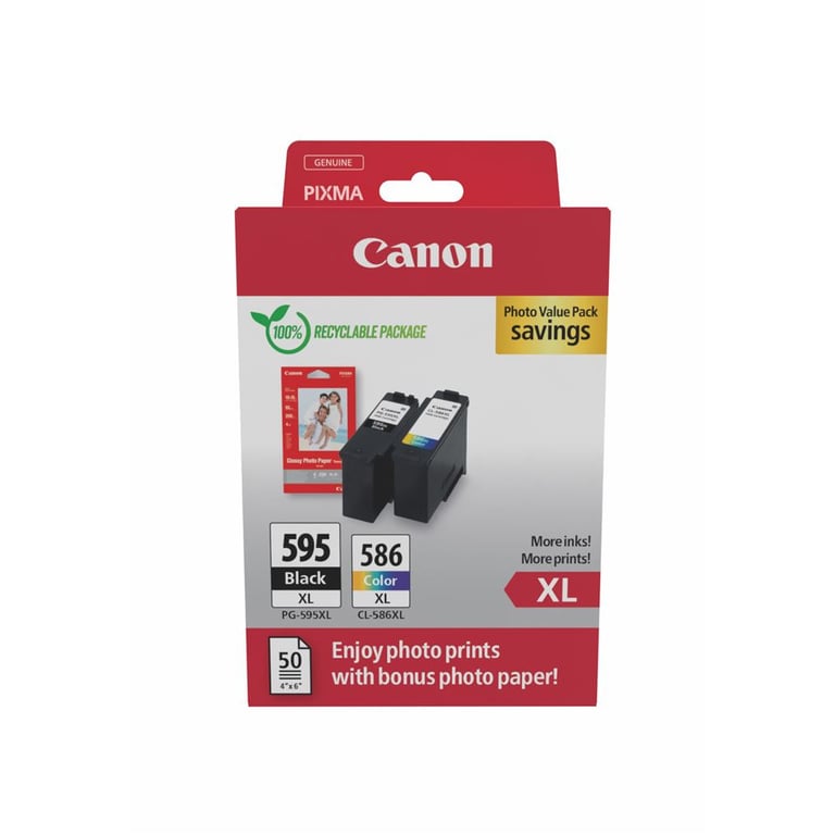 PACK PG 595XLCL 586XL PVP SEC +50F GP501 10x15 - vue 5