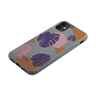 Coque antibactérienne vegan bio 100 % zéro déchet pour Apple iPhone 11, Feuillage de la Jungle