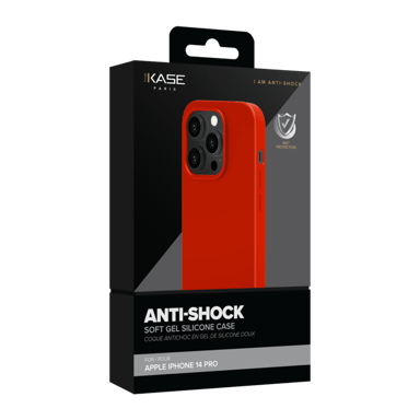 Guscio in morbido silicone gel antiurto per Apple iPhone 14 Pro, rosso fuoco