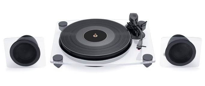 BIG BEN TD115CSPS - Conjunto de giradiscos y altavoces inalámbricos - Giradiscos de 33 y 45 rpm - 2 altavoces inalámbricos - Acabado acrílico