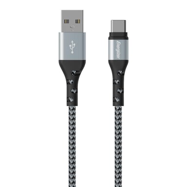 Energizer C520CKBK câble USB USB 2.0 2 m USB A USB C Noir, Argent
