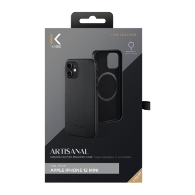 Custodia magnetica in vera pelle per Apple iPhone 12 mini, Midnight Black