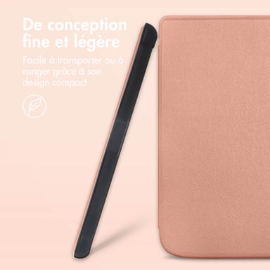 imoshion Étui de liseuse portefeuille Slim Soft pour Pocketbook Touch Lux 5 / HD 3 / Basic Lux 4 / Vivlio Lux 5 - Rose Doré