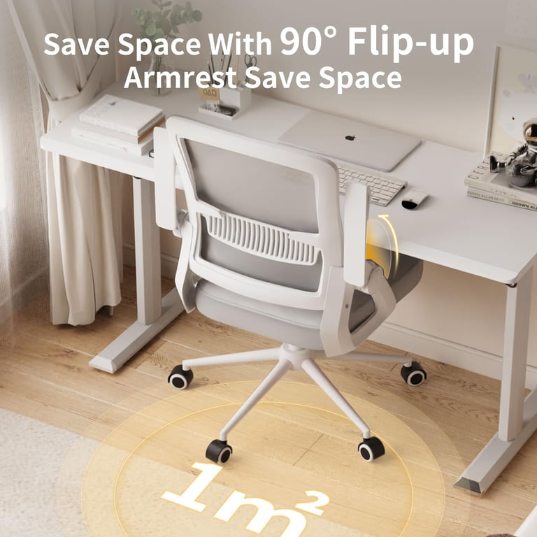 Chaise d'ordinateur pivotante avec accoudoir rabattable à 90° et support lombaire pour la maisonbureau Neuf - vue 2
