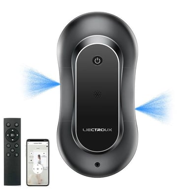 Robot lave-vitre LIECTROUX YW810 Wi-Fi app TUYA Bluetooth double pulvérisation détection bords UPS noir