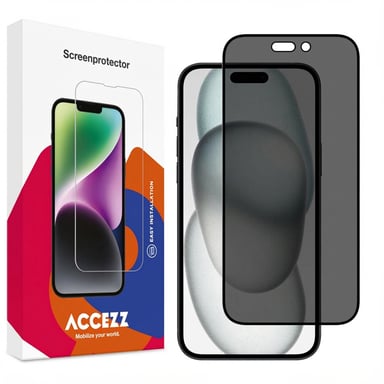 Accezz Protection d'écran en verre trempé Privacy pour Apple iPhone 14 Pro / 15 / 16