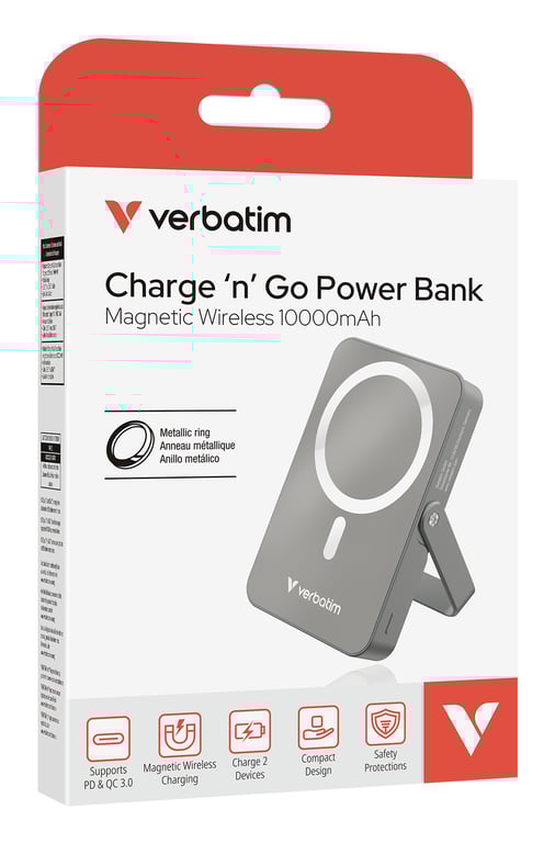 Verbatim Charge 'n' Go Magnetic Wireless Lithium Polymère LiPo 10000 mAh Recharge sans fil Neuf - vue 3