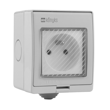 Konyks Pluviose FR - Enchufe WiFi para exteriores, estanqueidad IP55, compatible con Smartlife y Tuya, Amazon Alexa y Google Home.