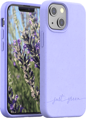 JUST GREEN Funda para iPhone 13 Mini Modelo Natura Compatible con Carga Inalámbrica Lavanda