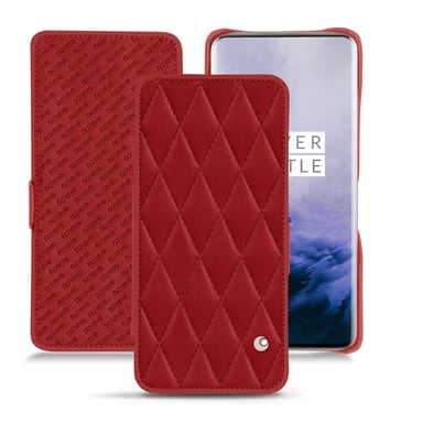 Housse cuir OnePlus 7 Pro -  - Rouge - Cuir lisse couture