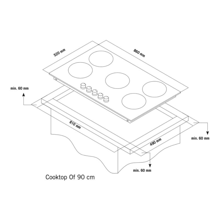 Candy Moderna CHG93WX1 Acier inoxydable Intégré 86 cm Gaz 5 zones - vue 3