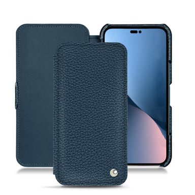 Housse cuir Apple iPhone 14 Plus - Rabat horizontal - Bleu - Cuir grainé