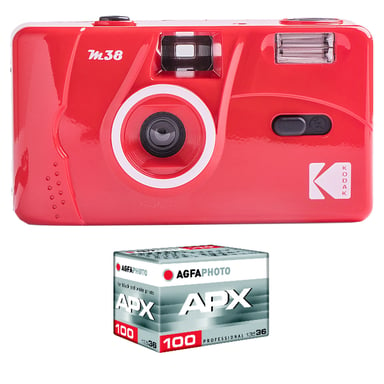 KODAK - Appareil Photo Rechargeable KODAK M38-35mm, Objectif Haute Qualité, Flash Intégré, Pile AA - Rouge