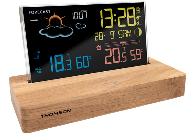 Thomson CT610 station météo numérique Bois LCD AC/Batterie - Neuf