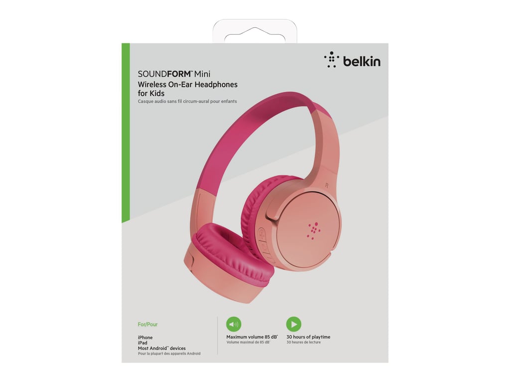 BELKIN SoundForm Mini Wired On-Ear Headphones USB-C & 3.5mm Pink - Neuf