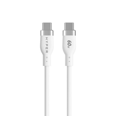 1.5m Silicone USB-C to USB-C 60W White