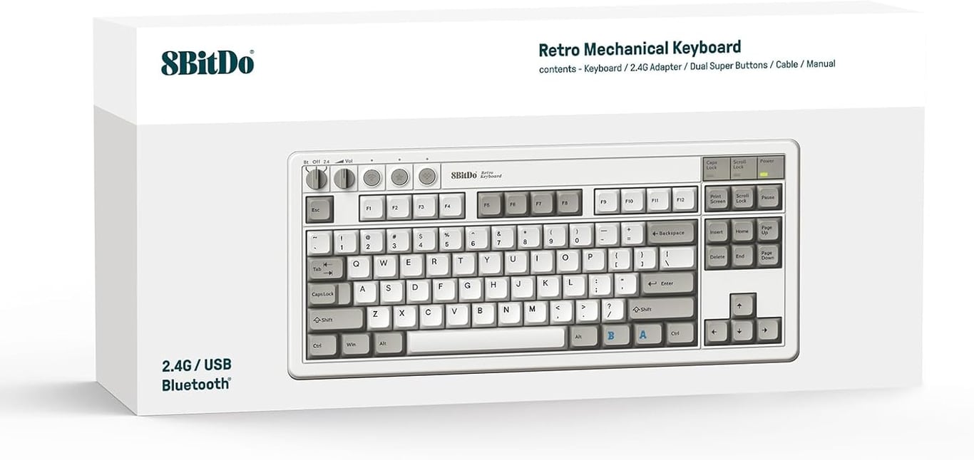 8BitDo Retro Mechanical Keyboard Edition Clavier Qwerty 87 touches DISPOSITION ANSI / ANSI LAYOUT Neuf