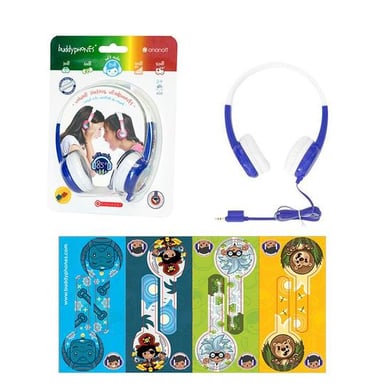 BuddyPhones 0727542484302 écouteur/casque Écouteurs Avec fil Arceau Musique Bleu, Blanc